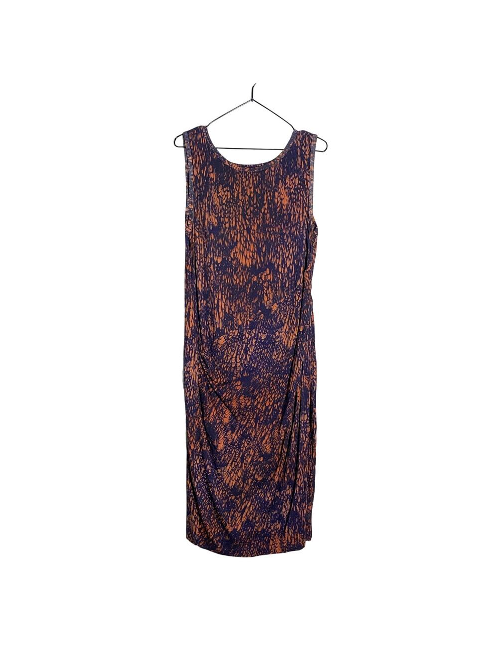 Peruvian Connection Faux wrap Midi Dress Geometric Print  Sz L Boho Artsy